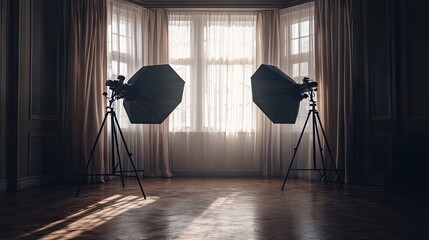 Studio environment featuring multiple softboxes for a well-balanced lighting setup