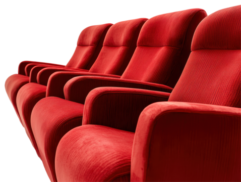 Isolated Perspective View of Red Theater Seats