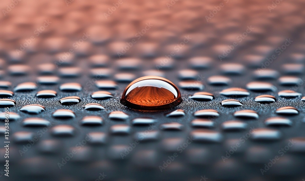 Poster a macro shot captures water droplets arranged in a grid pattern, creating a mesmerizing abstract tex