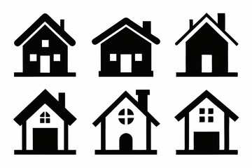 Home icon set silhouette black vector bundle