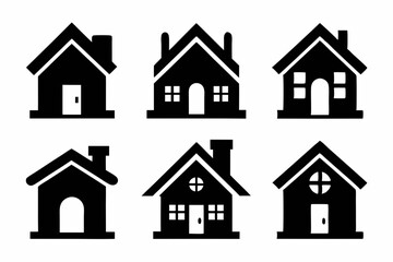 Fototapeta premium Home icon set silhouette black vector bundle