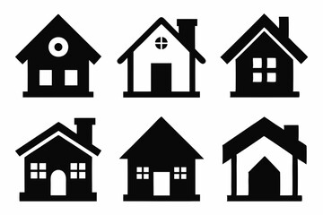 Home icon set silhouette black vector bundle