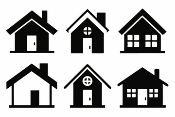 Home icon set silhouette black vector bundle