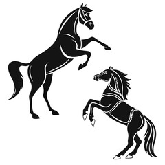 Obraz premium horse icon set silhouette black vector bundle