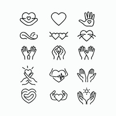 Hand-Drawn Heart Icons – Minimalist Love Symbols Vector. set of tribal heart tattoo icons