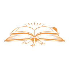 Open Book of Light Vector Illustration with a Simple, Flat Design, and a Short Lines
