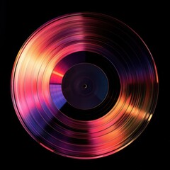 Colorful vinyl record on black