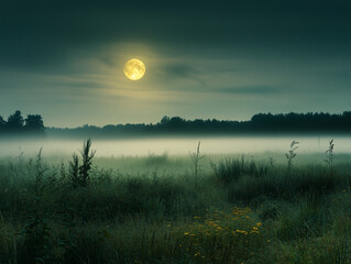 Misty Moonlit Meadow