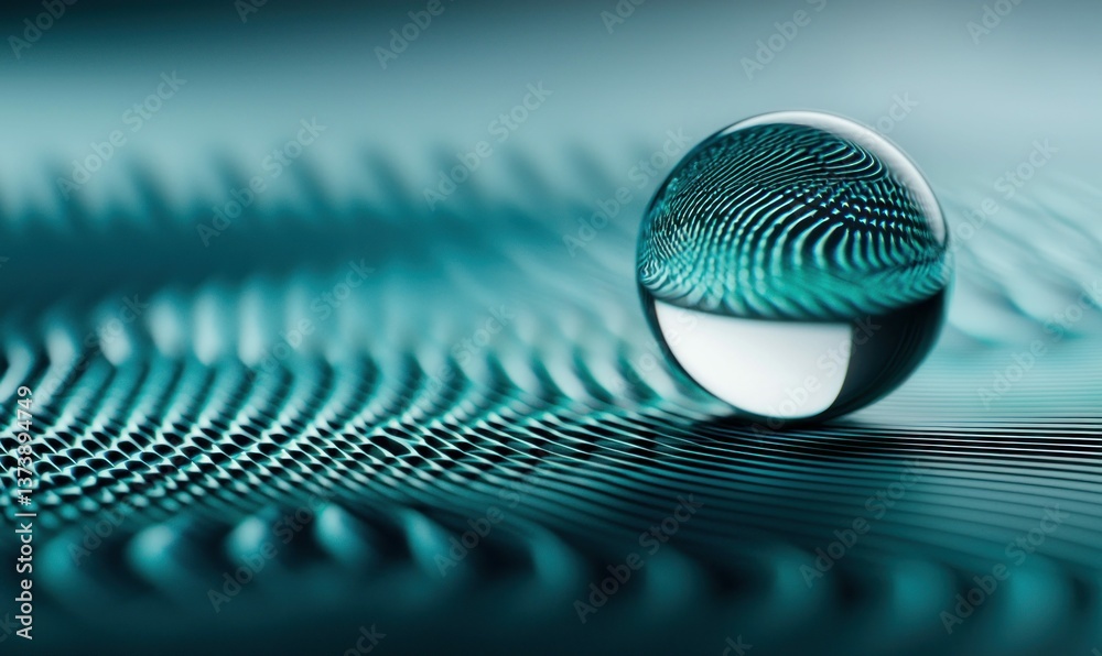 Poster a mesmerizing crystal ball reflects the undulating geometric pattern, creating a captivating abstrac