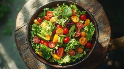 Colorful Fresh Garden Salad with Cherry Tomatoes and Leafy Greens