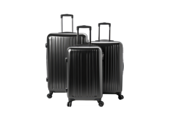 black hard scale travel suitcase isolated on white or transparent png