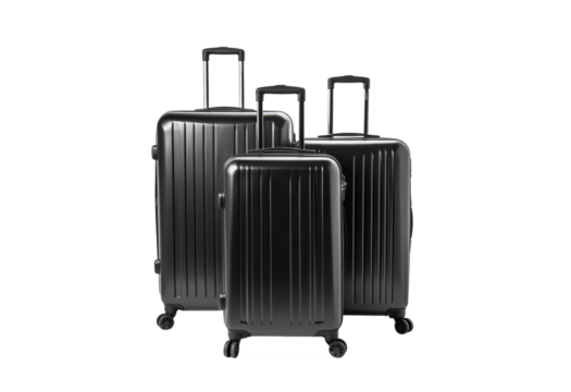 black hard scale travel suitcase isolated on white or transparent png