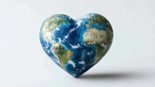 Heart-shaped globe symbolizing love for the Earth, environmental awareness concept
