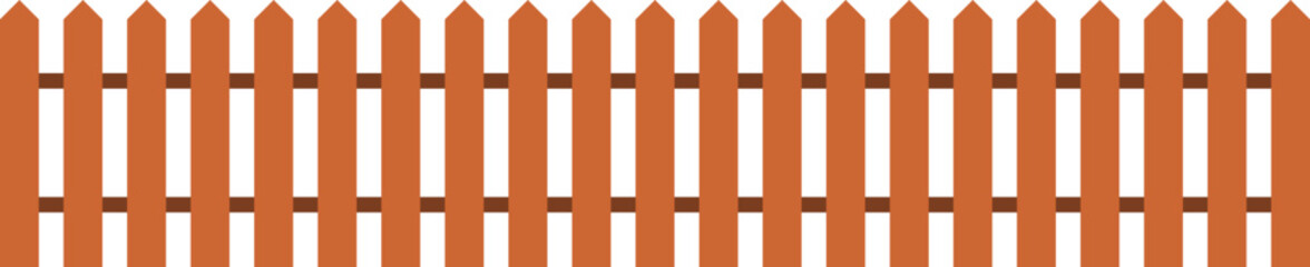 Wooden fence. Enclosure for country yard. Planks barrier for garden or field. Flat style