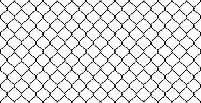 Chainlink fence. Steel wire chain link fence seamless pattern. Metal Wire Fence
