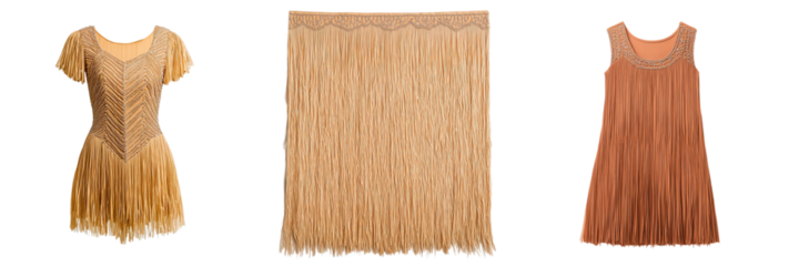 Vintage flapper dress collection tan fringe party dresses s m l sizes available for themed events and parties transparent background