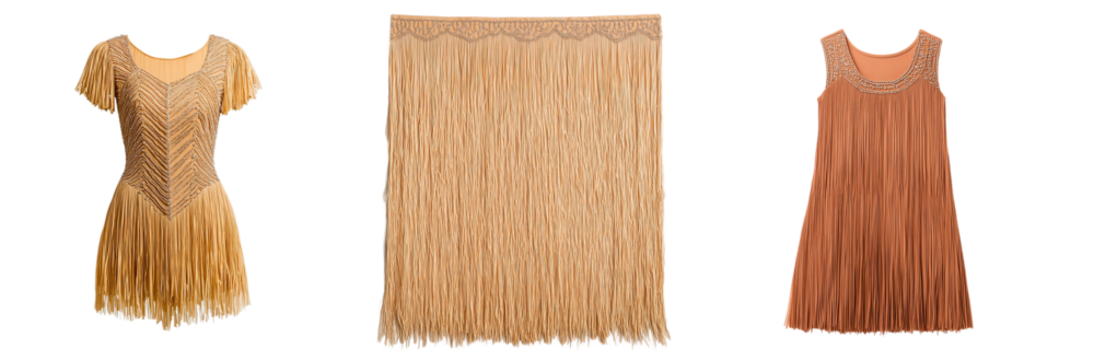 Vintage flapper dress collection tan fringe party dresses s m l sizes available for themed events and parties transparent background