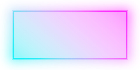 Obraz premium Neon frame for your design in blue and pink colors. Geometric glowing contours on transparent background
