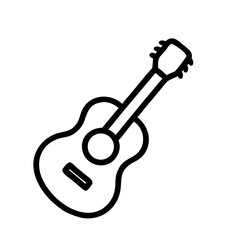 Black and white graphic illustration of an acoustic guitar