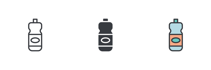 Detergent bottle different style icon set