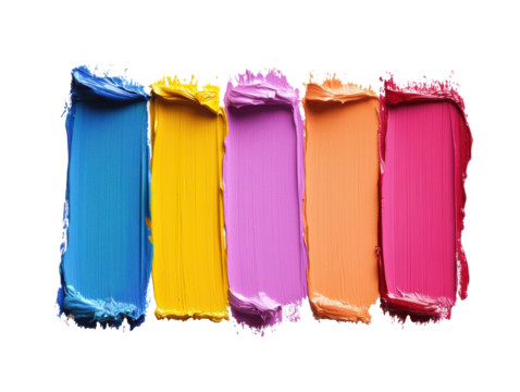 Bright color palette for creative projects and artistic expression on a transparent background, cut out