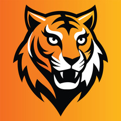 Aggressive Tiger Head Logo Vector Design