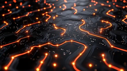 A closeup of NLP algorithms depicted as glowing circuits in the background of a chatbot conversation
