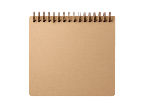 Blank spiral notebook for creative writing and brainstorming ideas on a transparent background, cut out