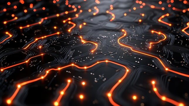 A closeup of NLP algorithms depicted as glowing circuits in the background of a chatbot conversation