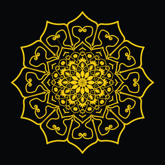 Ornamental Round Lace Pattern with Vintage Floral Design and Gold Accents