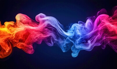 Obraz premium Vibrant swirls of colorful smoke dance against a dark backdrop, creating a mesmerizing abstract design.