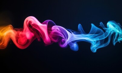 A swirling ribbon of vibrant colors flows across a dark background, creating a dynamic effect.