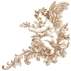 Cherub ornate vintage illustration art