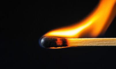 A single match bursts into flame, illuminating the dark with a bright, warm glow in a close-up shot.