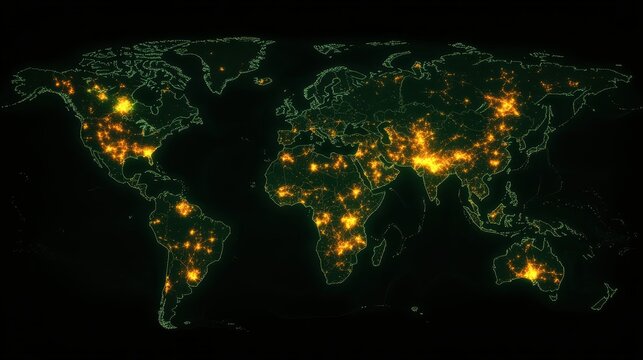 A concept image of a glowing supply chain map showing sustainable product flows across the globe - Powered by Adobe