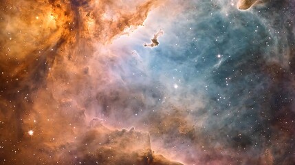 Obraz premium A colorful nebula with a blue star in the middle