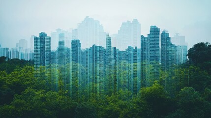 Obraz premium Urban forests emerging through merging nature and city spaces