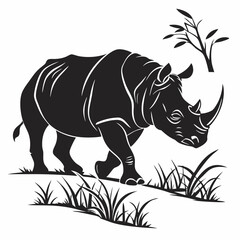 Rhinoceros black silhouette icon vector