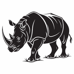 Obraz premium Rhinoceros black silhouette icon vector