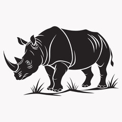Rhinoceros black silhouette icon vector