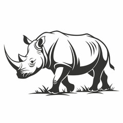 Fototapeta premium Rhinoceros black silhouette icon vector
