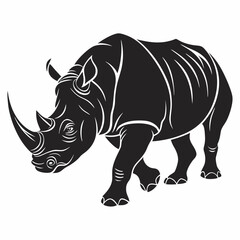 Fototapeta premium Rhinoceros black silhouette icon vector