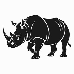 Rhinoceros black silhouette icon vector