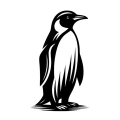 Fototapeta premium Standing penguin in stylized black vector art