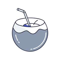 Coconut drink icon in flat style with neutral tones