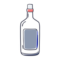 Vodka bottle icon in flat style with minimal colors