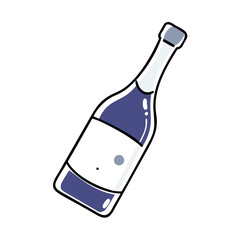 Champagne bottle in flat style
