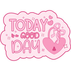 Groovy Quote Lettering with Pink Coquette Bow on Lock love. Romantic Girly Vibe