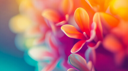 Fototapeta premium Fresh spring or summer flowers with tender petals in pink, orange colours. A flowering plant close up. Blooming macro nature. Floral background.