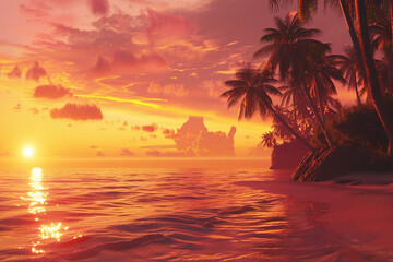 Summer Sunset Background with Warm Orange and Pink Hues